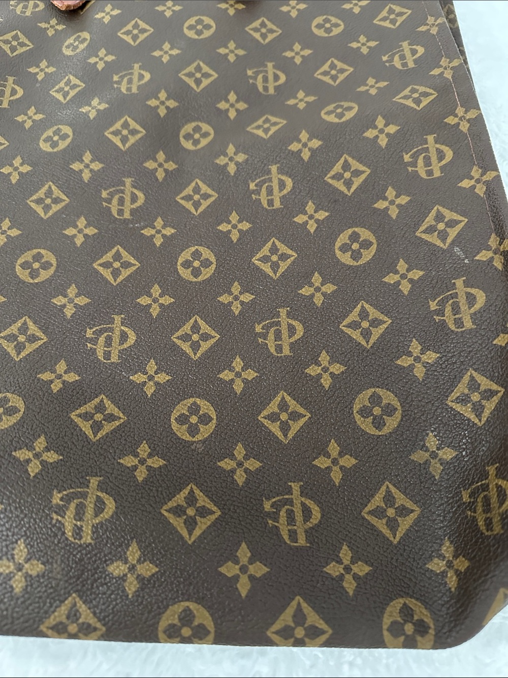 Monogram Pattern Canvas Tote Bag - Brown - Picture 2 of 8